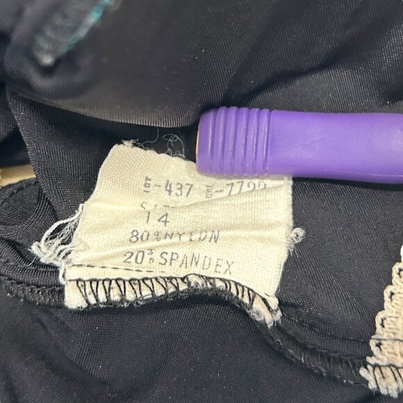 Vtg ILGWU Mainstream One Piece Swimsuit Size 14 High Cut Bows Retro USA 80s - Picture 7 of 13